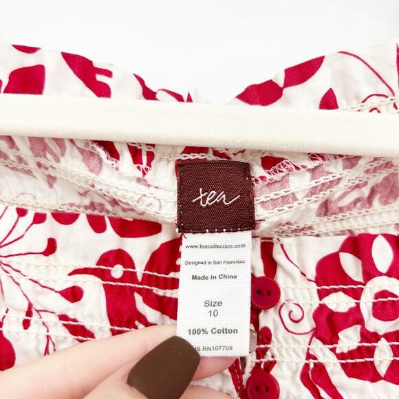 Tea Collection Girls Spring Summer Birds Floral Print Smocked Dress Size 10 - Picture 4 of 6